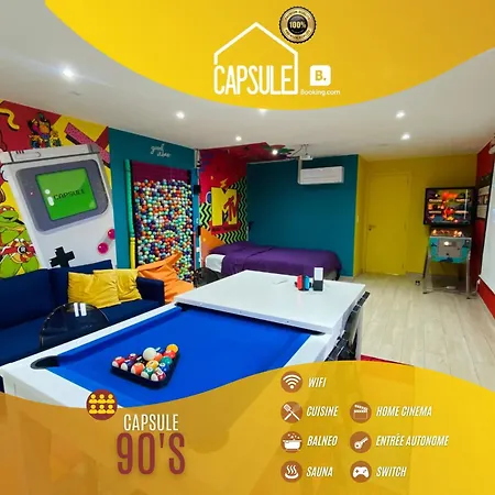 Apartment Capsule 90's - Balneo - Sauna - Flipper - Billard - Netflix - Nintendo Switch & Jeux - Mons